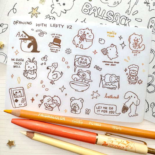 Lefty Doodles V2 Sticker Sheet