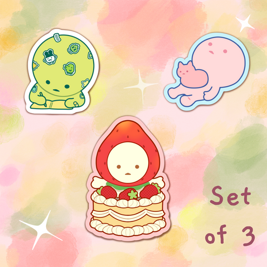Set of 3 Smiski Stickers